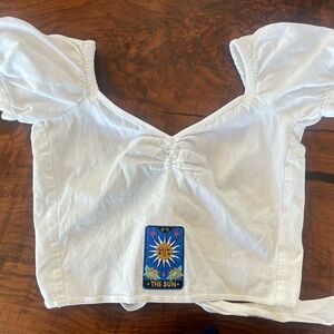 Marissa Webb Tarot Card Puff Sleeve Tie Crop Top - Fits 0-4!